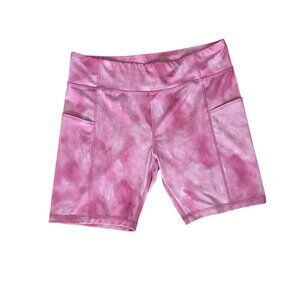 Athletic Works Girl's Spandex Shorts With Pockets Pink Tie Dye , Size XL